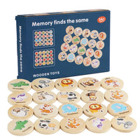 Find the Same Pattern Puzzle Game for Kids Cartoon Animals Memory Chess Training Montessori Educational Wooden Toys 