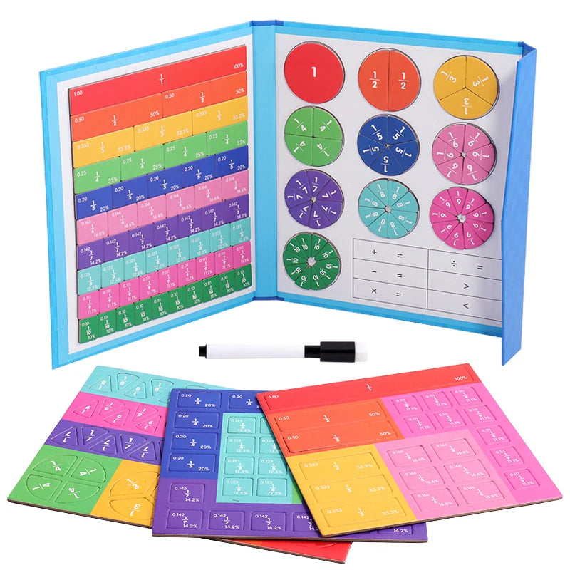 Magnetic Fraction Book Set Math Learning Educational Toy for Kids Teaching Aids Arithmetic 