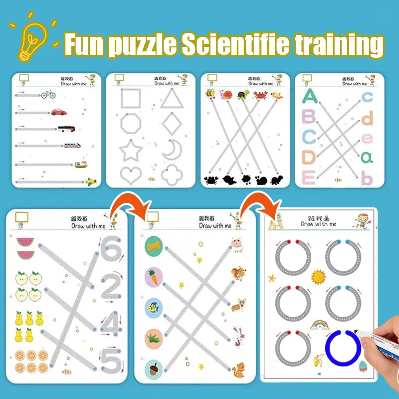 Montessori Drawing Toy Color Shape Training Pen Math Game Learning Activities Educational Toy for Children 