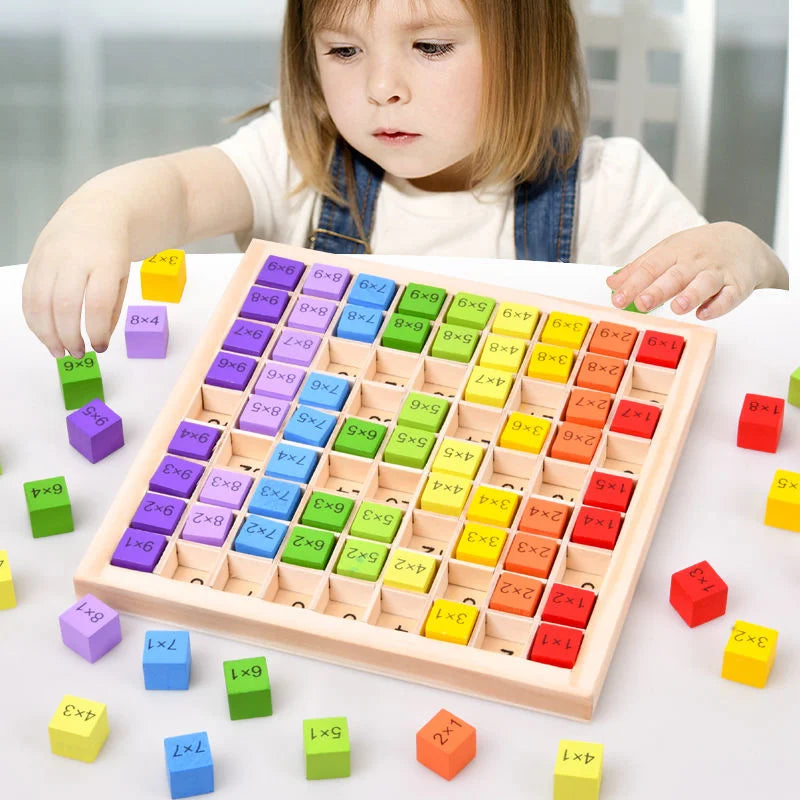 Baby Kids Montessori Educational Wooden Toys 99 Multiplication Table Preschool Math Arithmetic Teaching Aids Gift