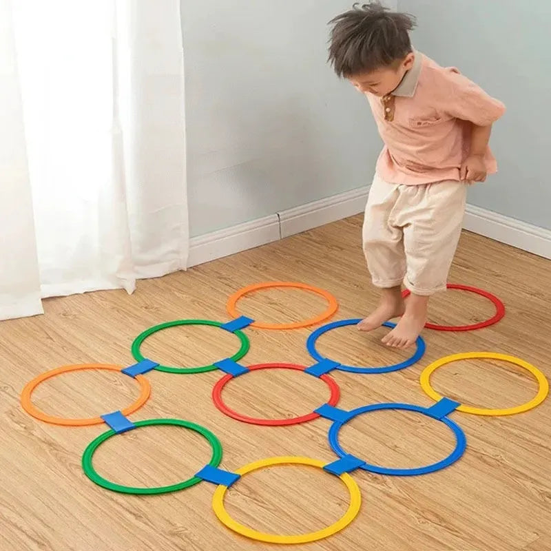 Fun Fitness Training Sports Toys for Boys Girls Lattice Jump Rings Set with 10 Hoops and 10 Connectors for Park 