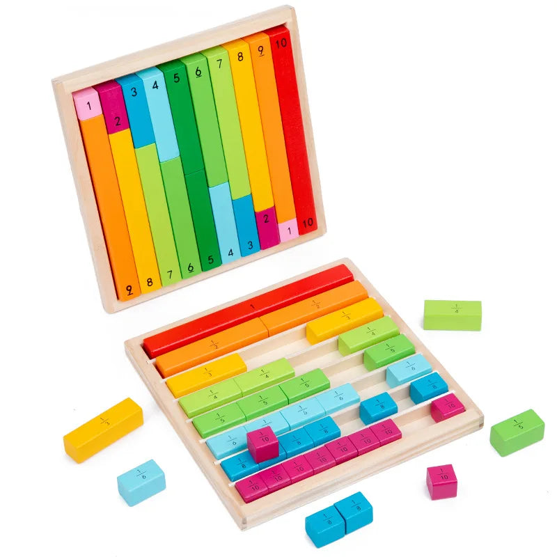 Wooden Montessori Teaching Aids Math Toys Color Fraction Sticks Kindergarten Early Education Learning Educational Toys for Children 