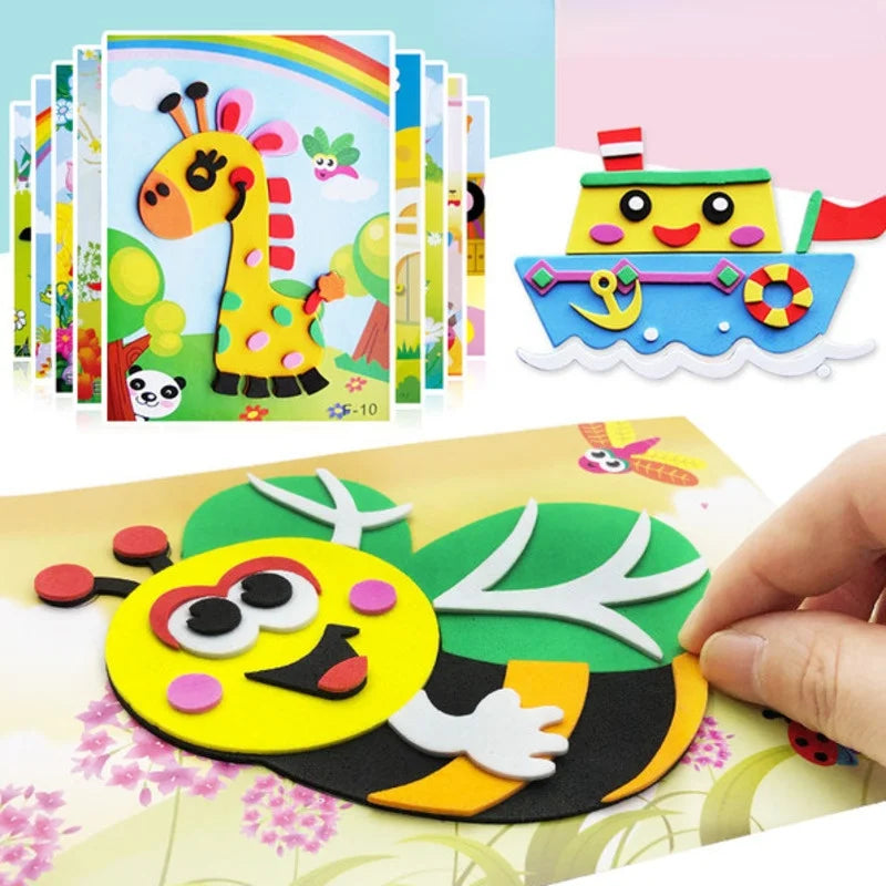 10 Pieces 20 Styles Cartoon Animal 3D EVA Foam Stickers Puzzles Handmade Children Early Learning Educational Toys 