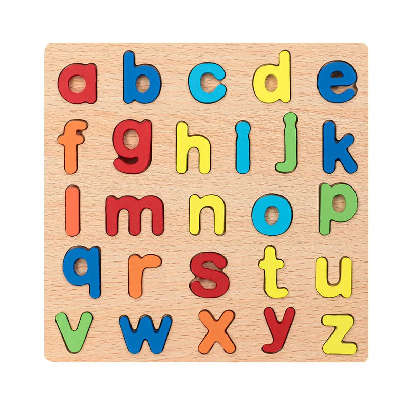 Rompecabezas de madera para niños pequeños, rompecabezas de madera con  forma de números del alfabeto ABC para niños de 1 a 3 años, rompecabezas de