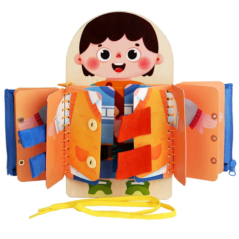 Multilayer Wooden Busy Board Kids Early Education Games Montessori Quiet Books for Toddlers Dressing Practice Sensory Toy 