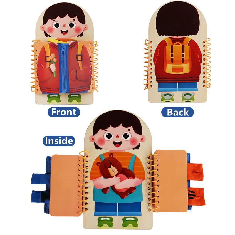 Multilayer Wooden Busy Board Kids Early Education Games Montessori Quiet Books for Toddlers Dressing Practice Sensory Toy 