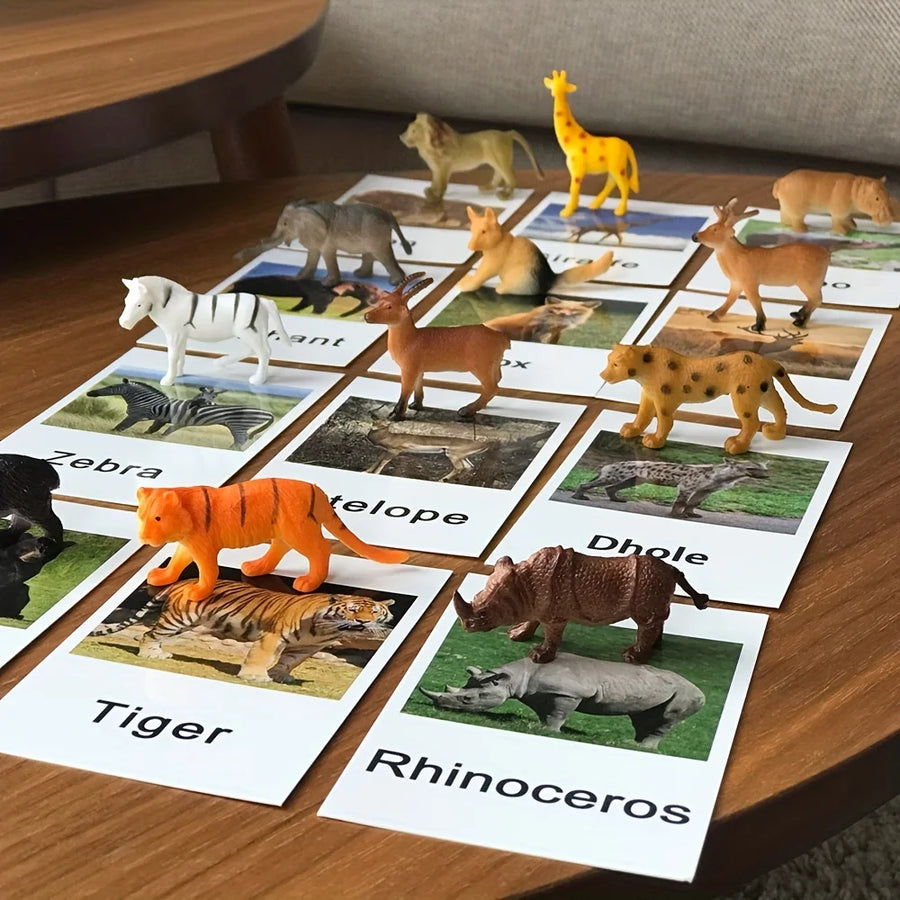 Montessori Animal Matching Card Language Learning Cognitive Educational Toy for Kids Insect Farm Zoo Preschool Toddlers 1-2 Years 